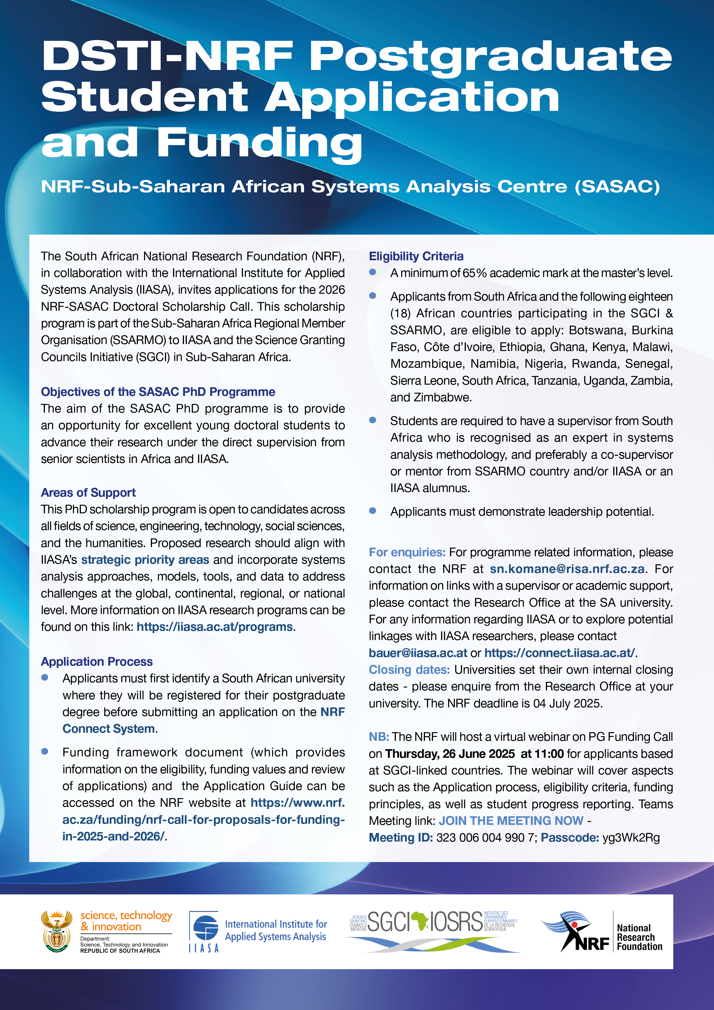 DSTI-NRF Postgraduate Student Application and Funding